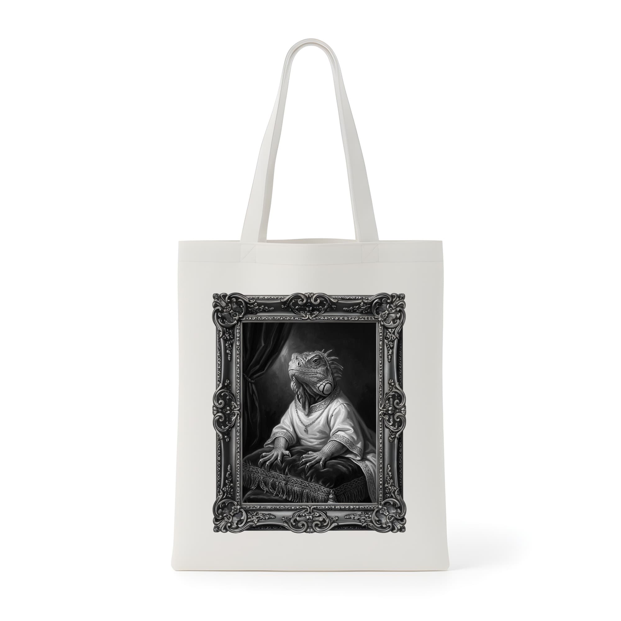 Blue Iguana Renaissance Portrait Tote Bag (Monochrome Print, Framed Design)