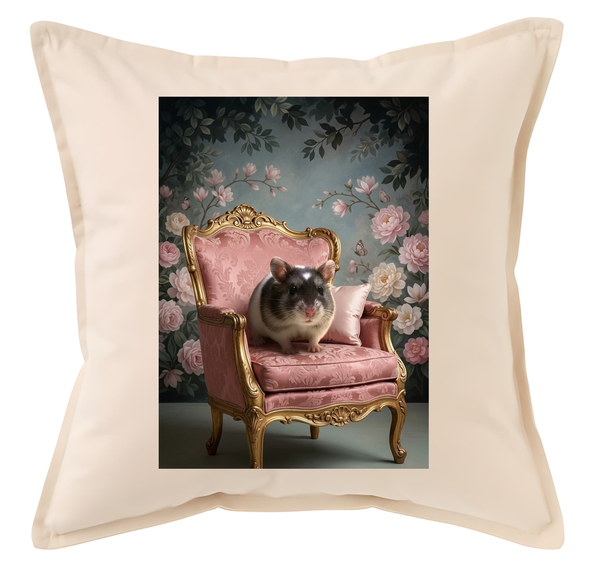 Panda hamster Shabby Pink Oil-Painting Rococo Cushion