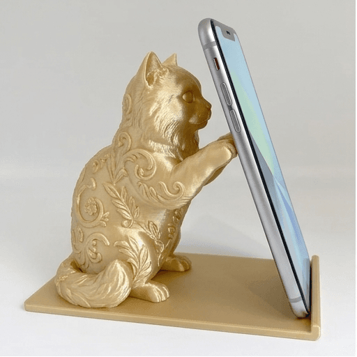 Chinchilla Persian Renaissance Portrait Phone Stand (Silky Gold)