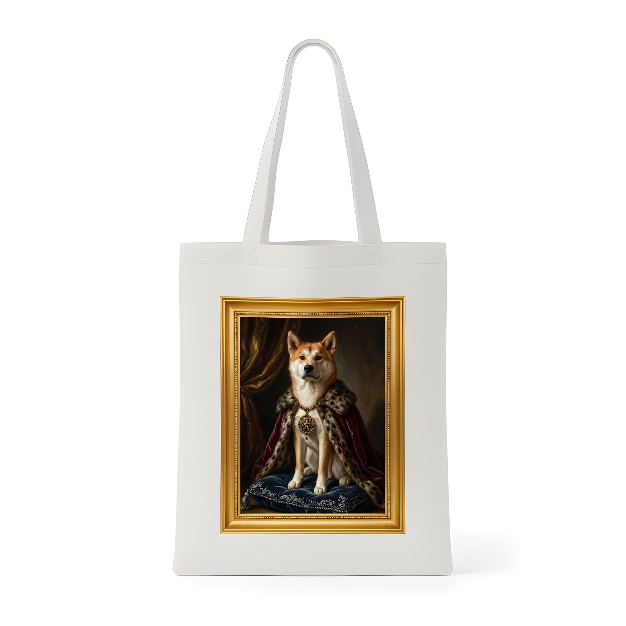 Akita Inu Renaissance Portrait Tote Bag (Color Print, Framed Design)