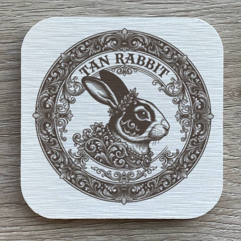 Tan rabbit Renaissance Portrait Coaster Set