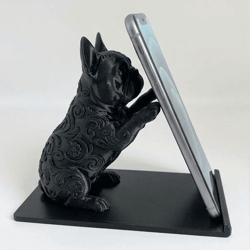 フレンチブルドッグのルネサンス肖像画スマホスタンド(シルクブラック)