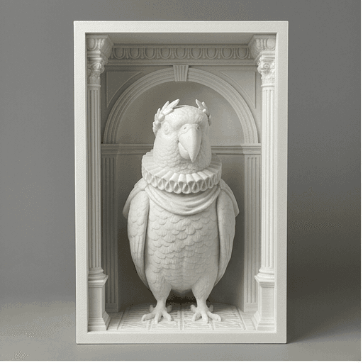 アカハラインコのルネサンス肖像画ブックヌーク