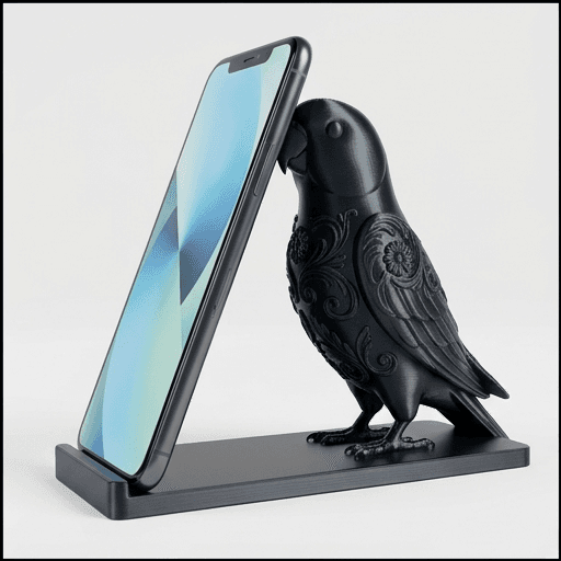 アレクサンドリンインコのルネサンス肖像画スマホスタンド(シルクブラック)
