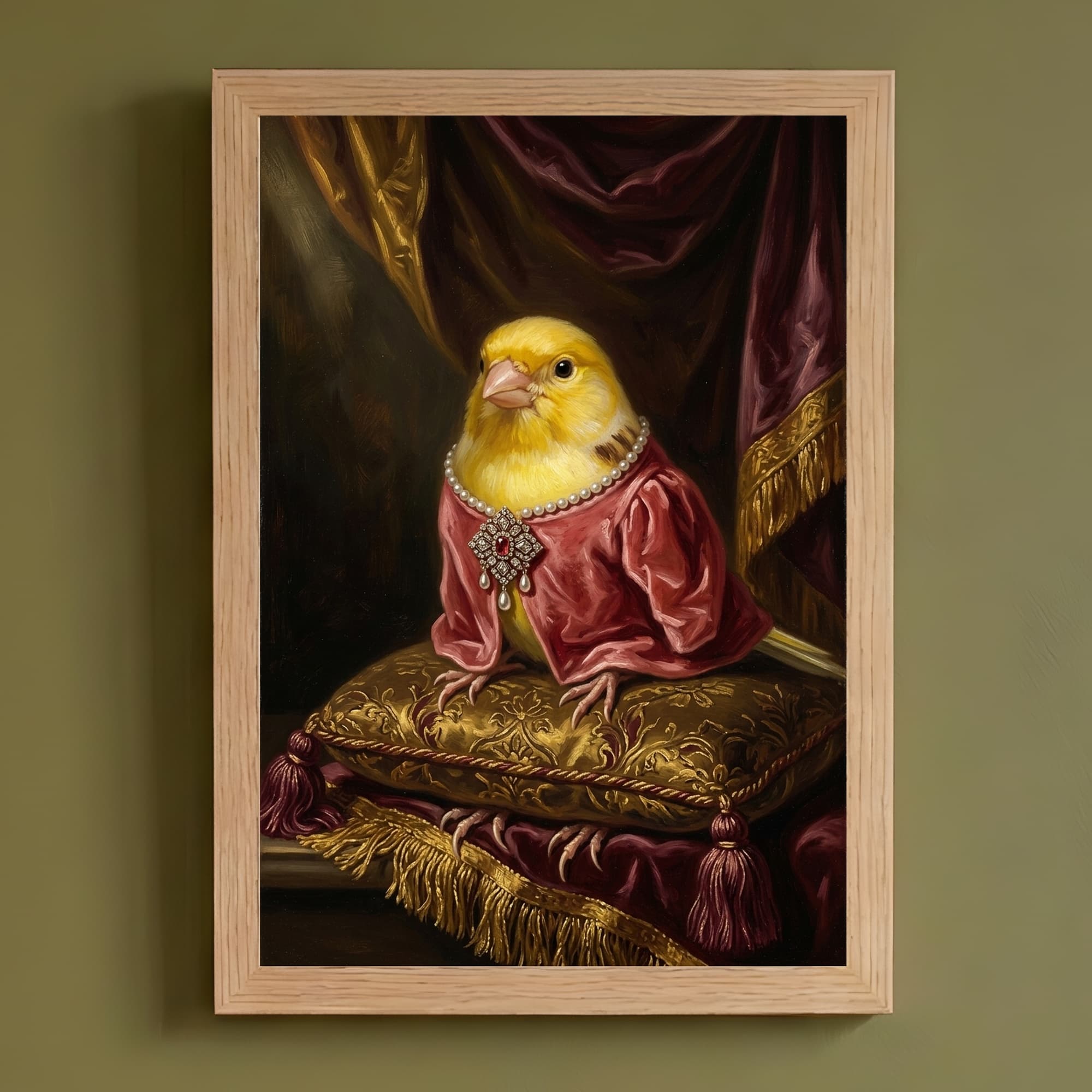 カナリアのルネサンス肖像画額装プリント(A4サイズ)