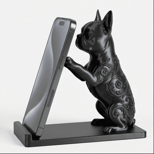 Boston terrier Renaissance Portrait Phone Stand (Silky Black)