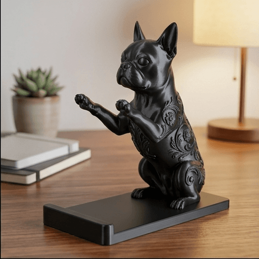 Boston terrier Renaissance Portrait Phone Stand (Silky Black) 2