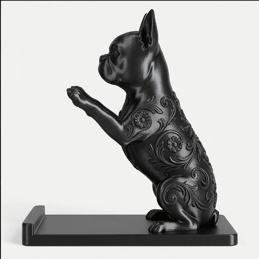 Boston terrier Renaissance Portrait Phone Stand (Silky Black) 4