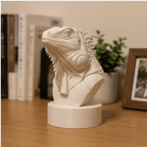 Red Iguana Renaissance Portrait Bust Sculpture