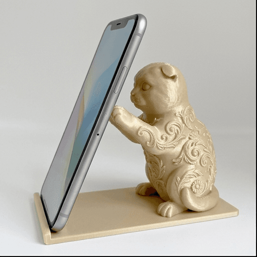 スコティッシュフォールドのルネサンス肖像画スマホスタンド(シルクゴールド)