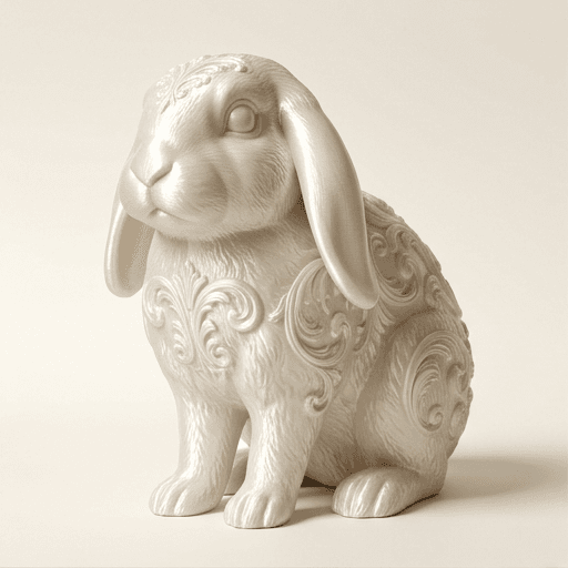 French Lop Renaissance Portrait Full-Body Statue (Pearl White)