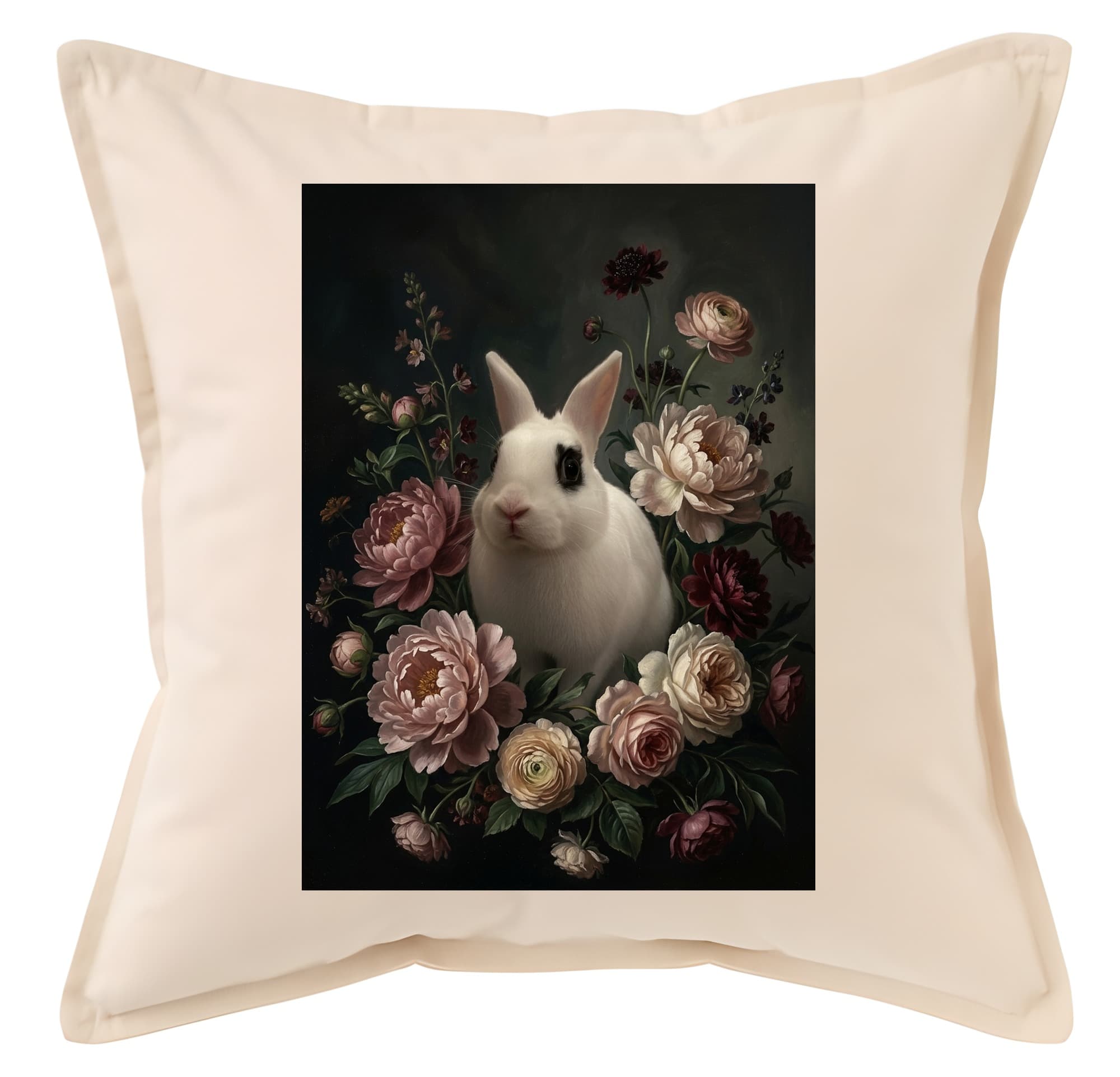 Dwarf Hotot Floral Oil-Painting Floral Cushion