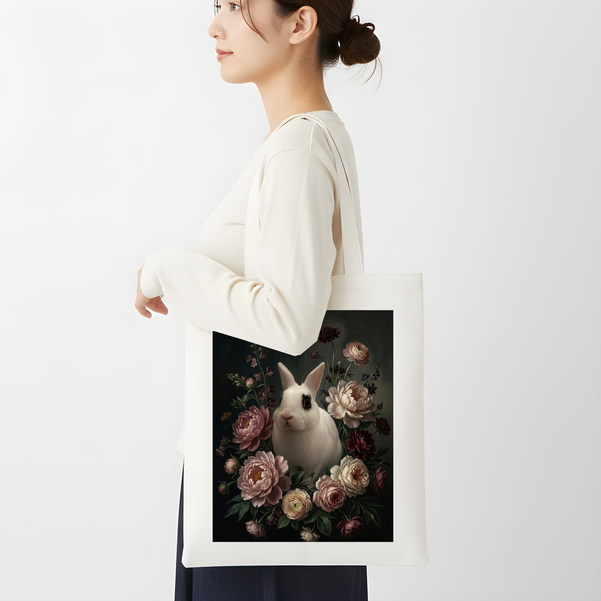 ドワーフホトの花の油絵風アート花柄トートバッグ 2