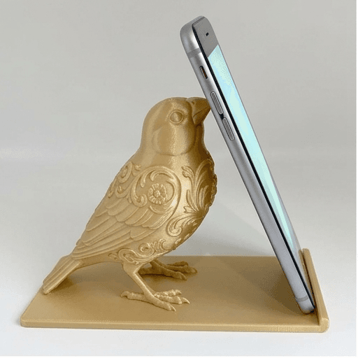 Java sparrow Renaissance Portrait Phone Stand (Silky Gold)