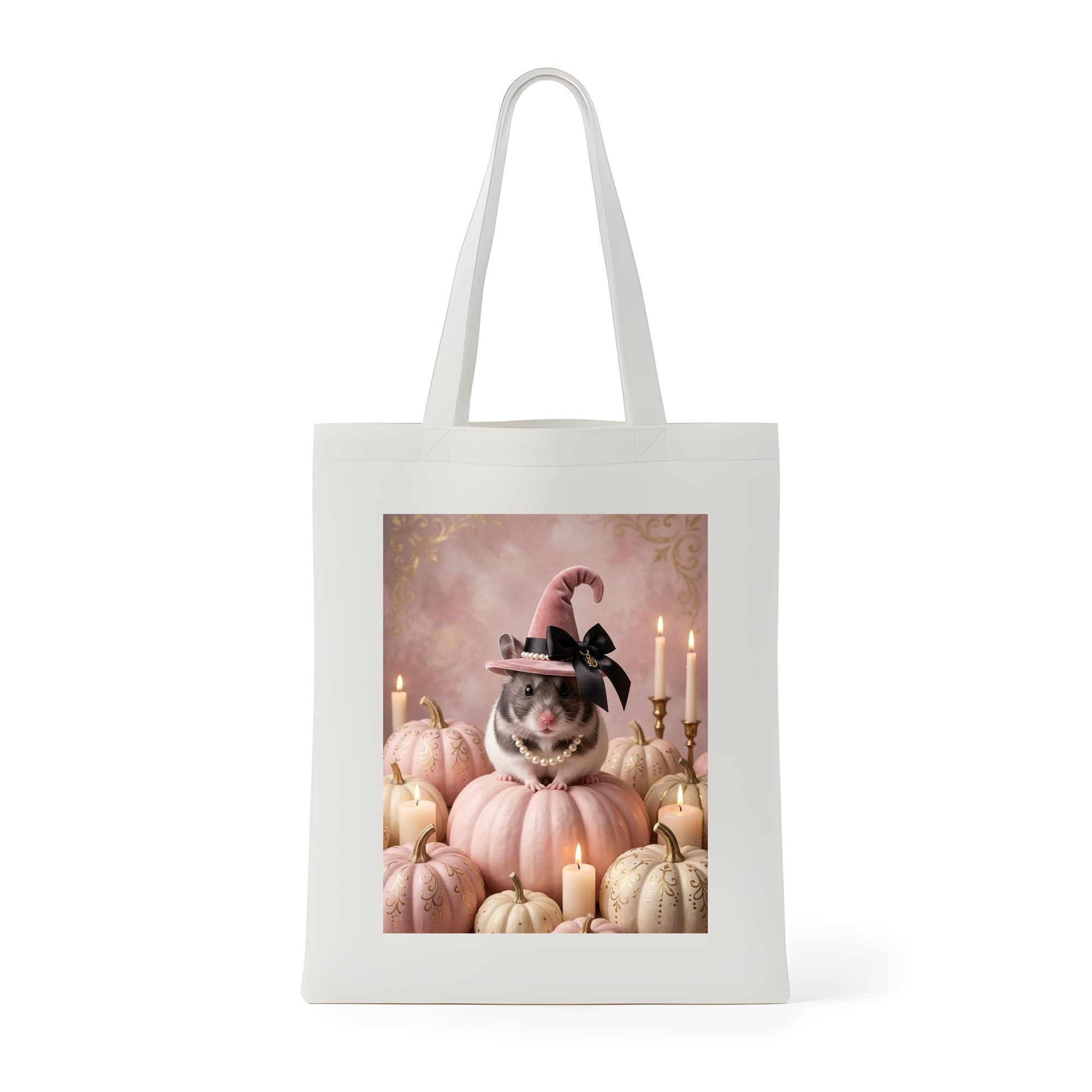 Panda hamster Pumpkin & Candlelight Oil-Painting Halloween Tote Bag