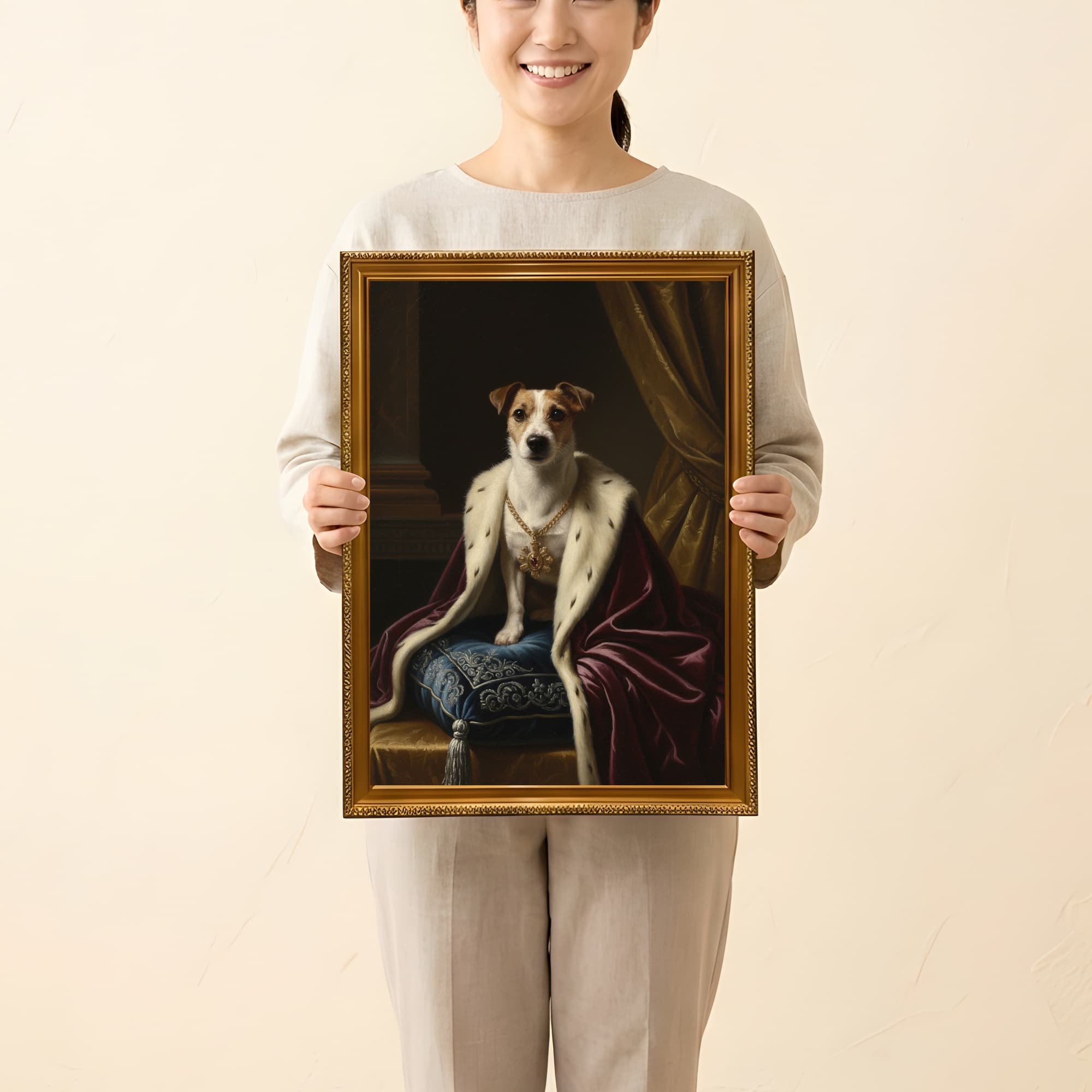 ジャックラッセルテリアのルネサンス肖像画額装プリント 2