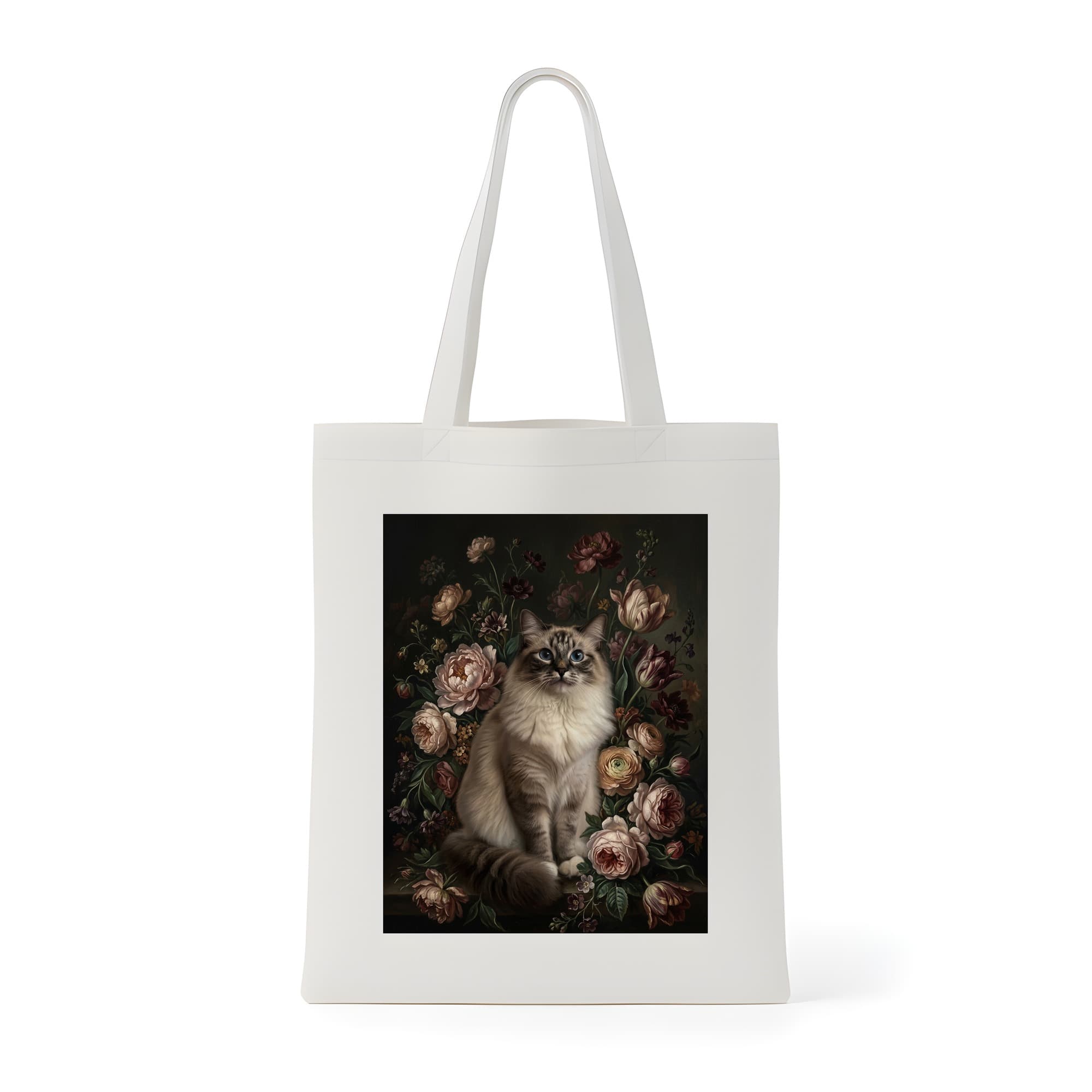 Ragdoll Floral Oil-Painting Floral Tote Bag