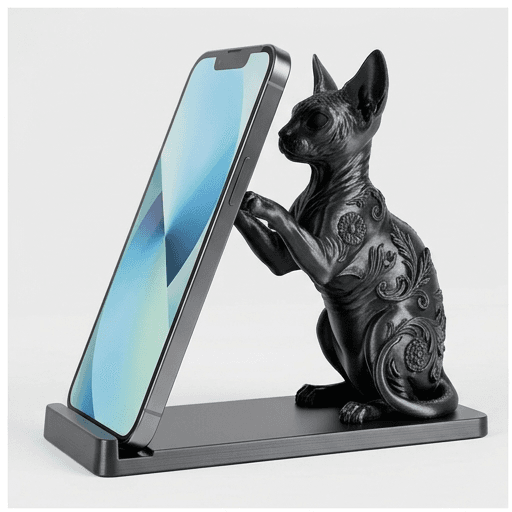 スフィンクスのルネサンス肖像画スマホスタンド(シルクブラック)