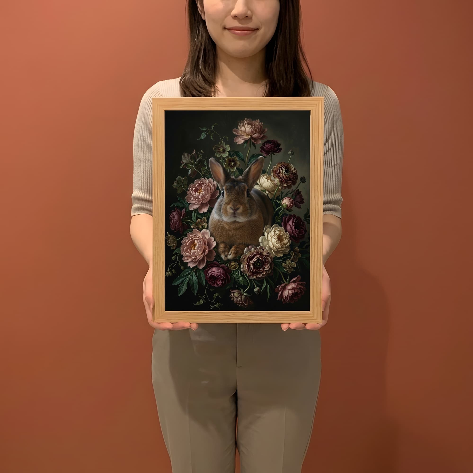 ミニレッキスの花の油絵風アート花柄額装プリント(A3サイズ) 2