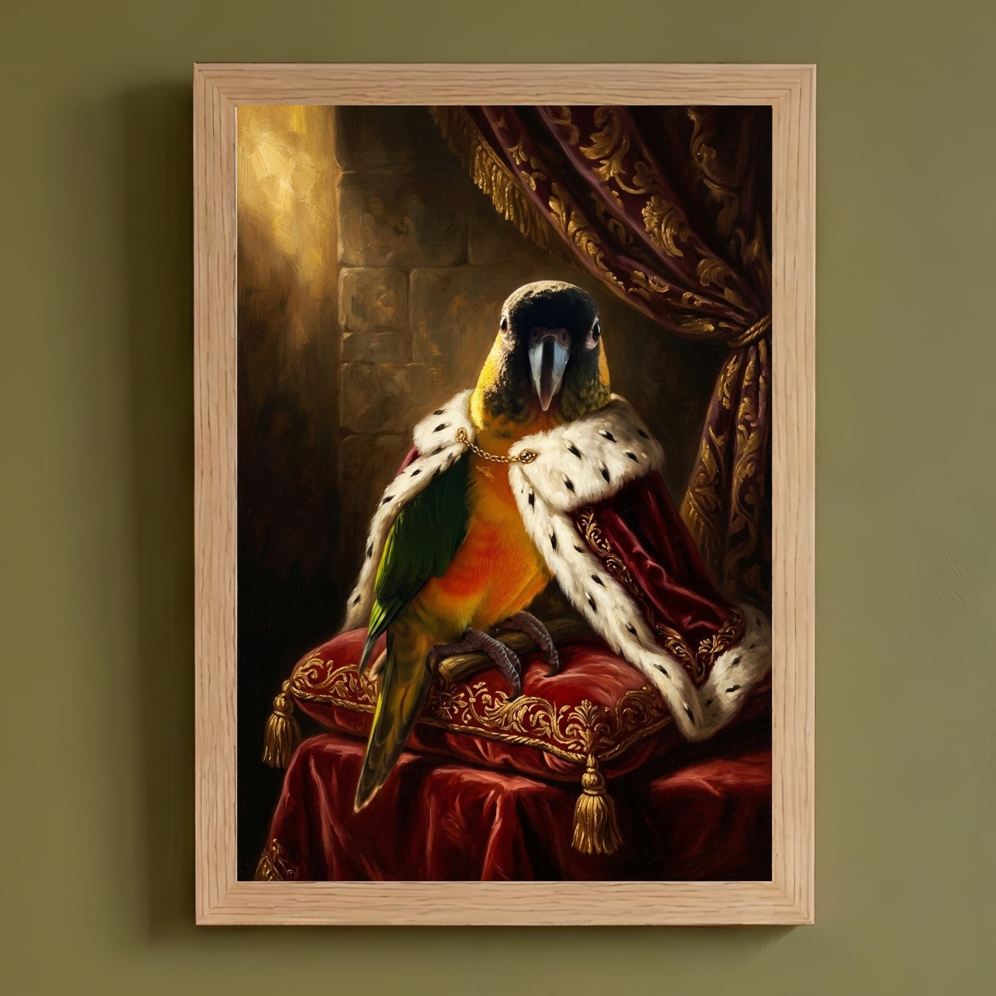 ズグロシロハラインコのルネサンス肖像画額装プリント(A4サイズ)
