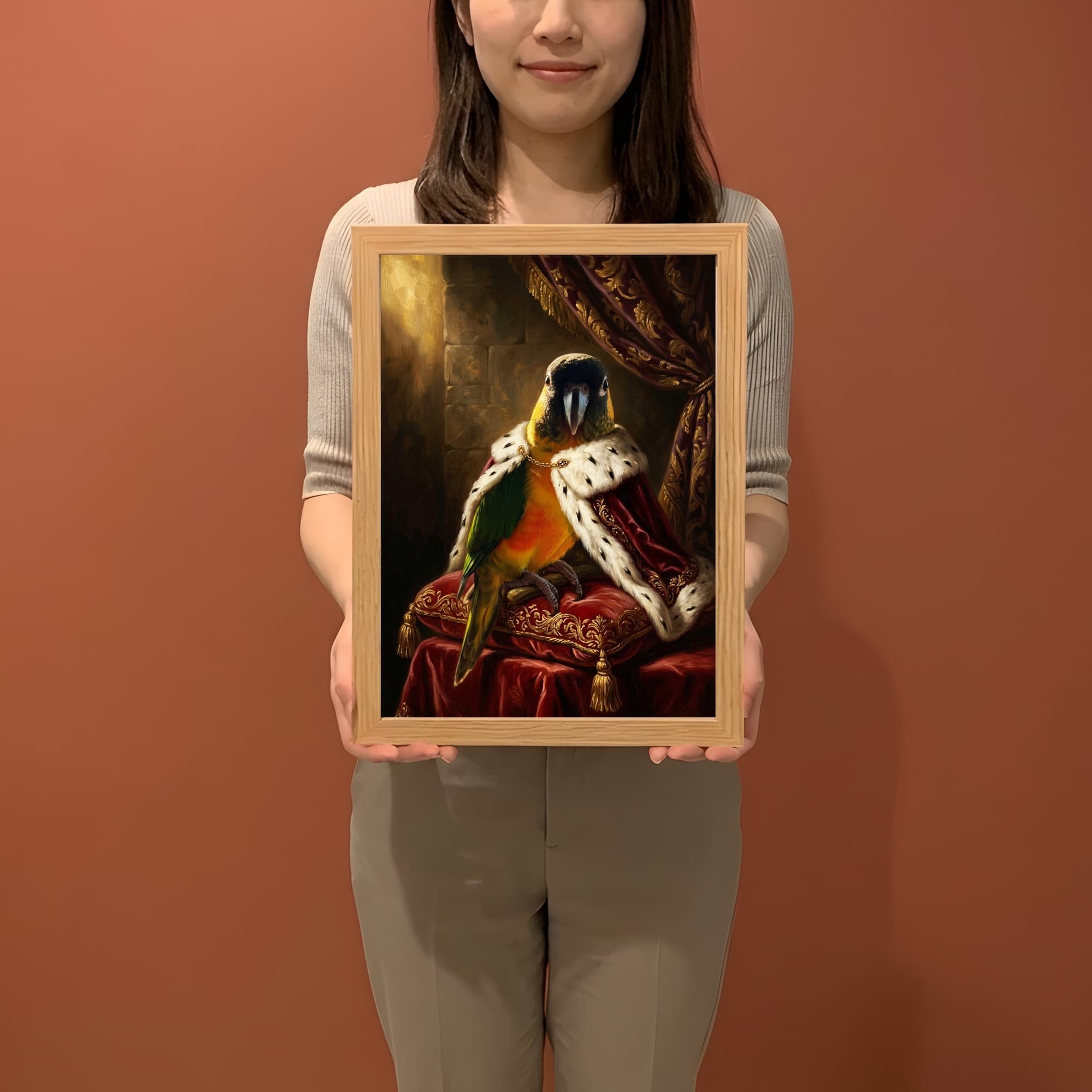 ズグロシロハラインコのルネサンス肖像画額装プリント(A4サイズ) 2