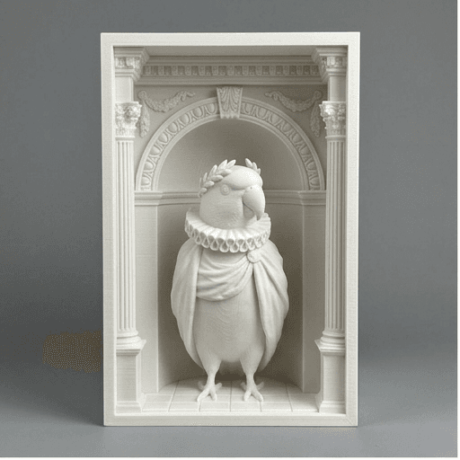 Rose-ringed Parakeet Renaissance Portrait Booknook Diorama