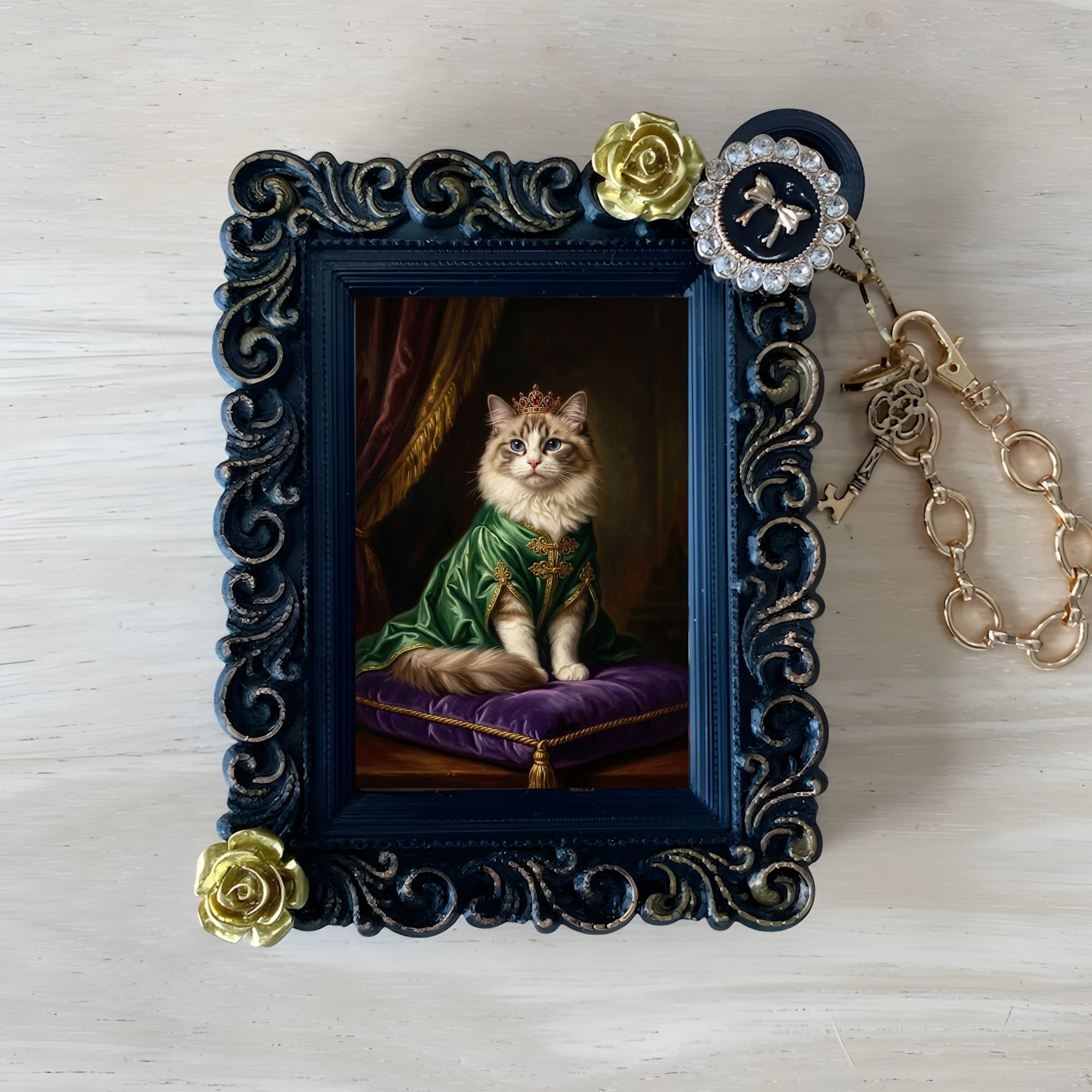 Ragdoll Renaissance Portrait Bag Charm (Black)
