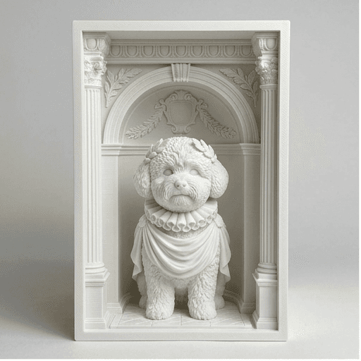 bichon frise Renaissance Portrait Booknook Diorama