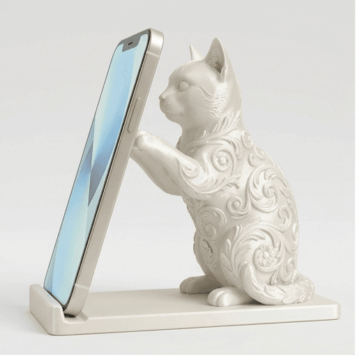 American Shorthair Renaissance Portrait Phone Stand (Pearl White)