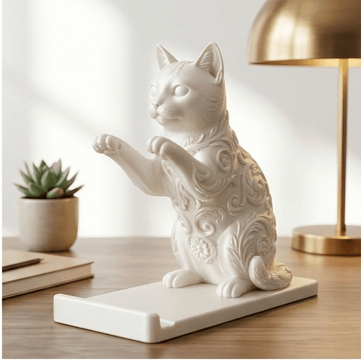 American Shorthair Renaissance Portrait Phone Stand (Pearl White) 2