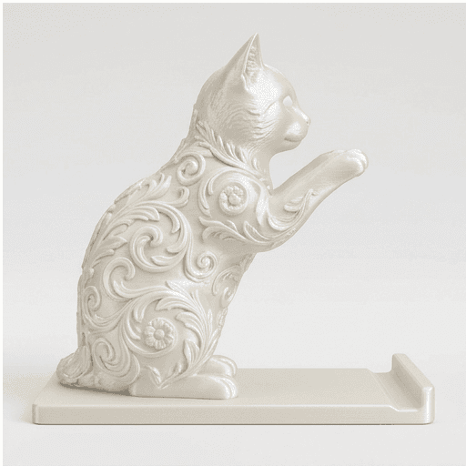 American Shorthair Renaissance Portrait Phone Stand (Pearl White) 4