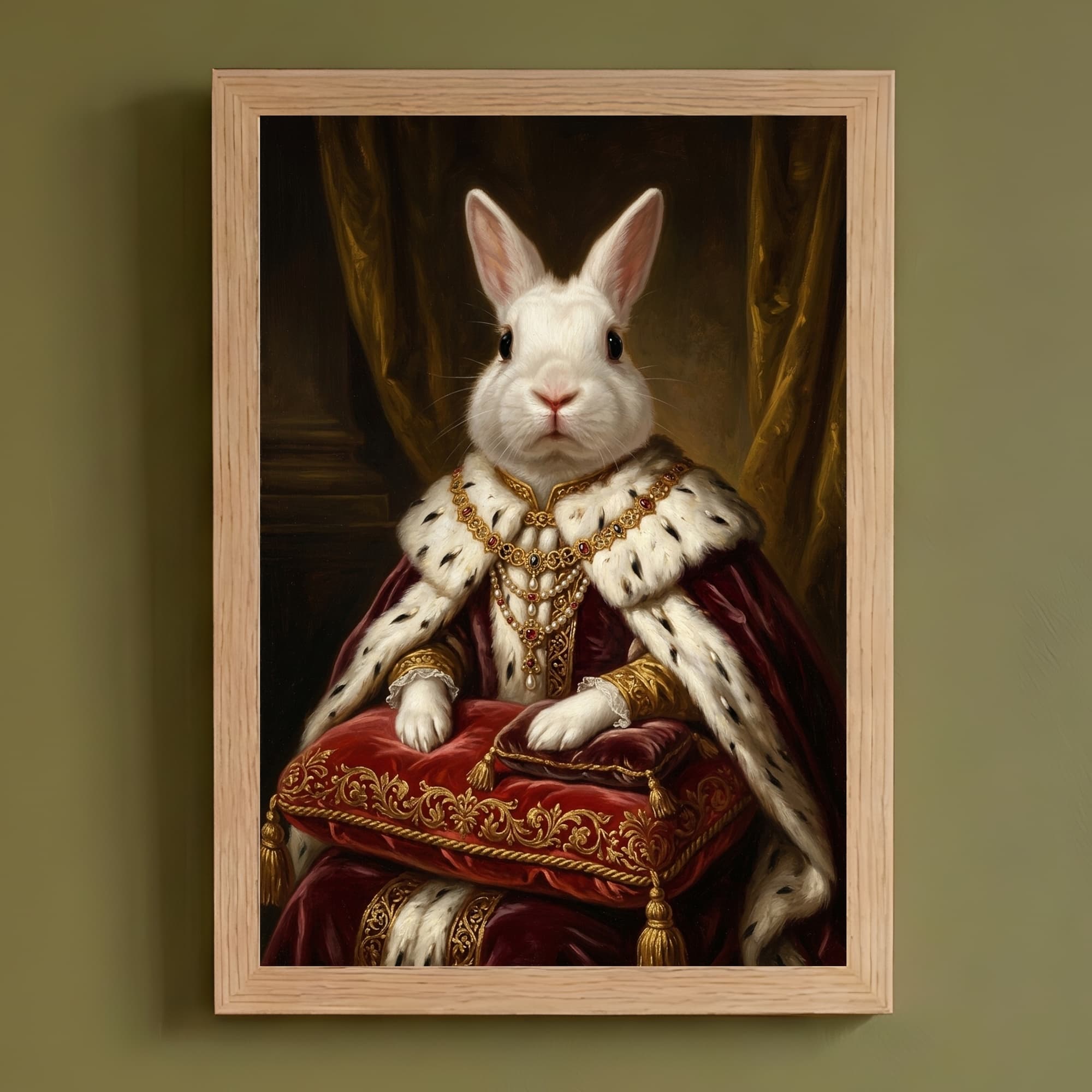 Polish rabbit Renaissance Portrait Framed Art Print (A4)