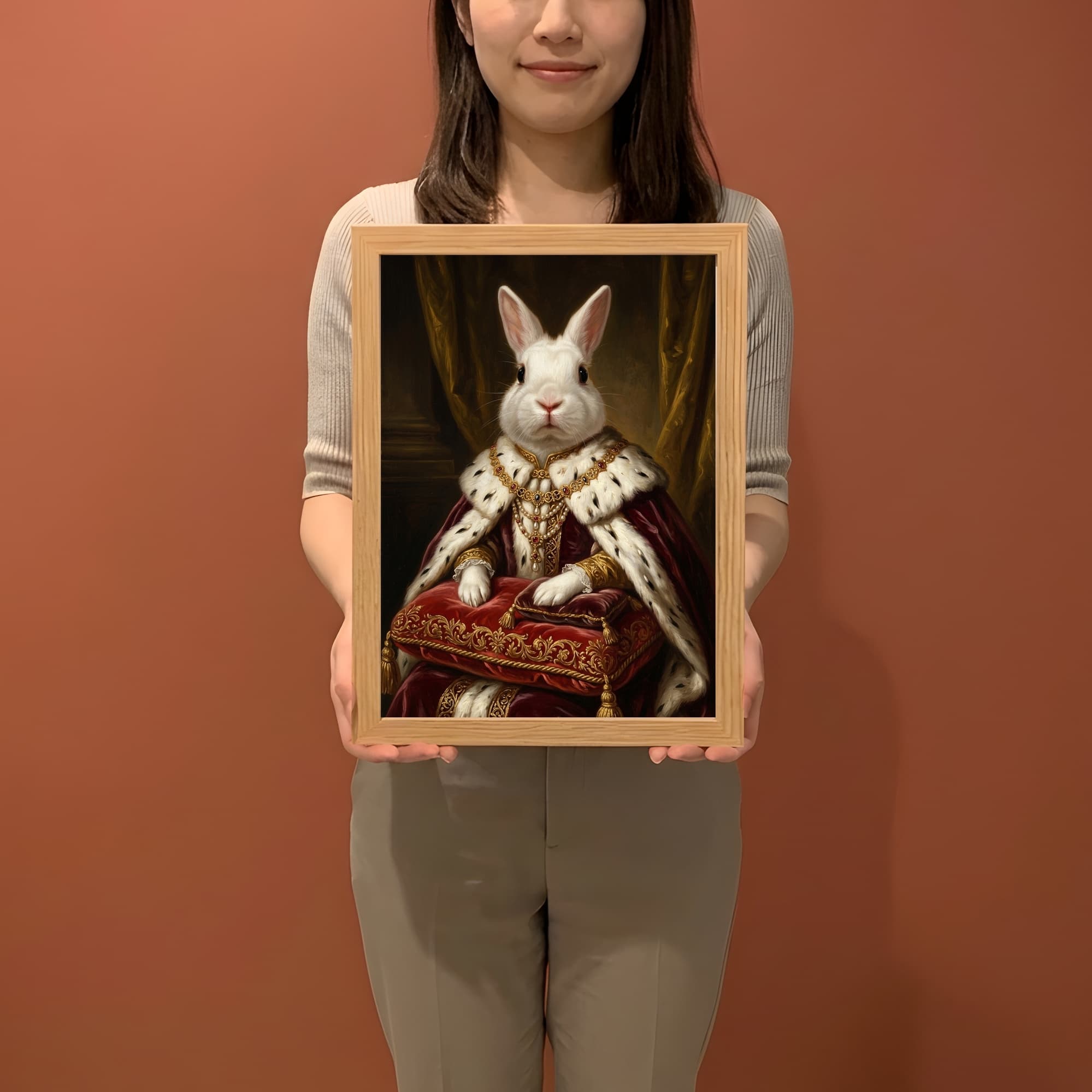 Polish rabbit Renaissance Portrait Framed Art Print (A4) 2