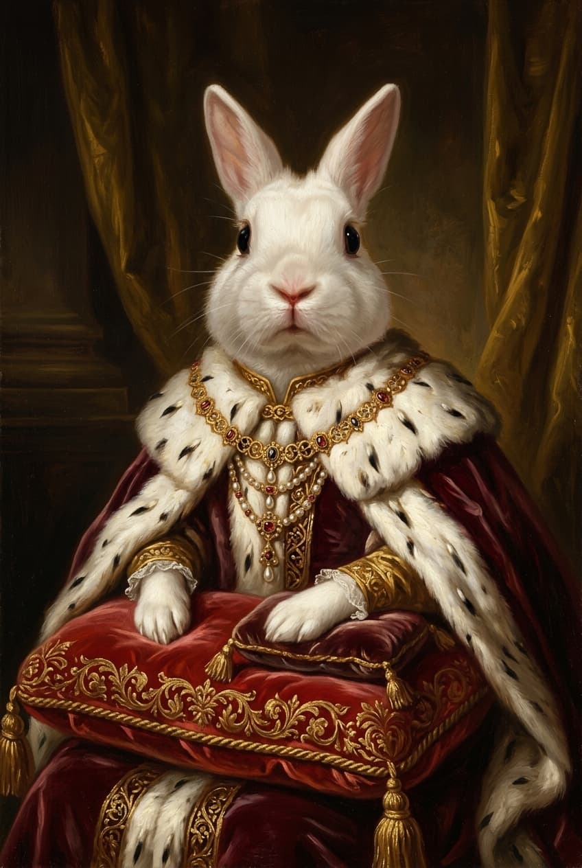 Polish rabbit Renaissance Portrait Framed Art Print (A4) 4