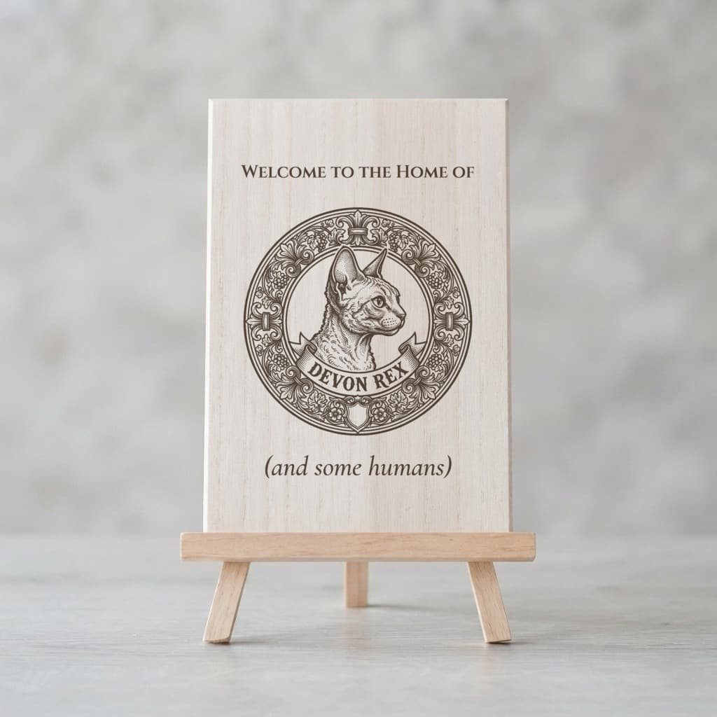 Devon Rex Renaissance Portrait Wooden Welcome Board