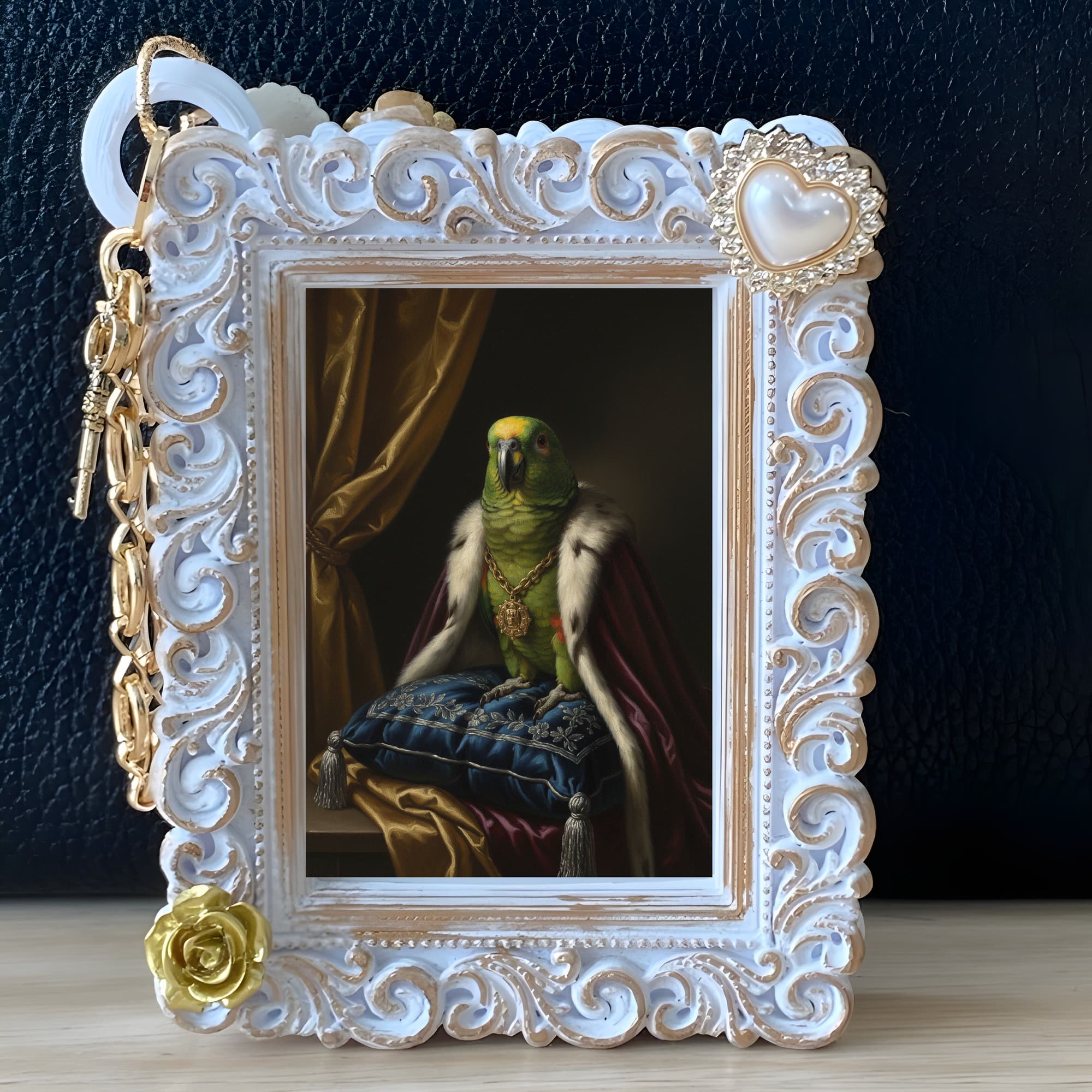 キエリボウシインコのルネサンス肖像画バッグチャーム(ホワイト) 5