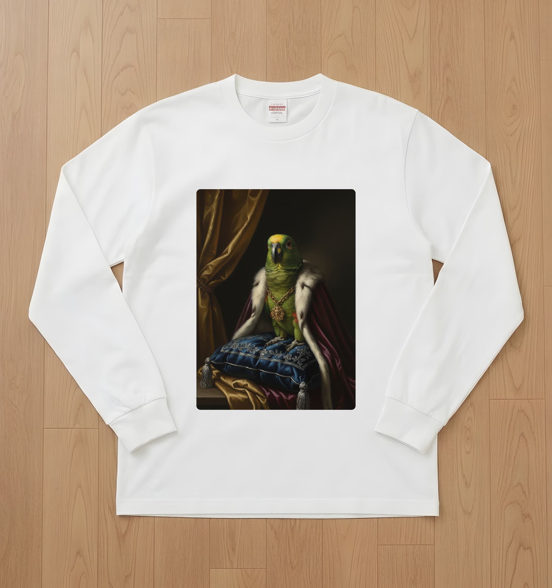 Yellow-naped Amazon Renaissance Portrait Long Sleeve T-Shirt (White)