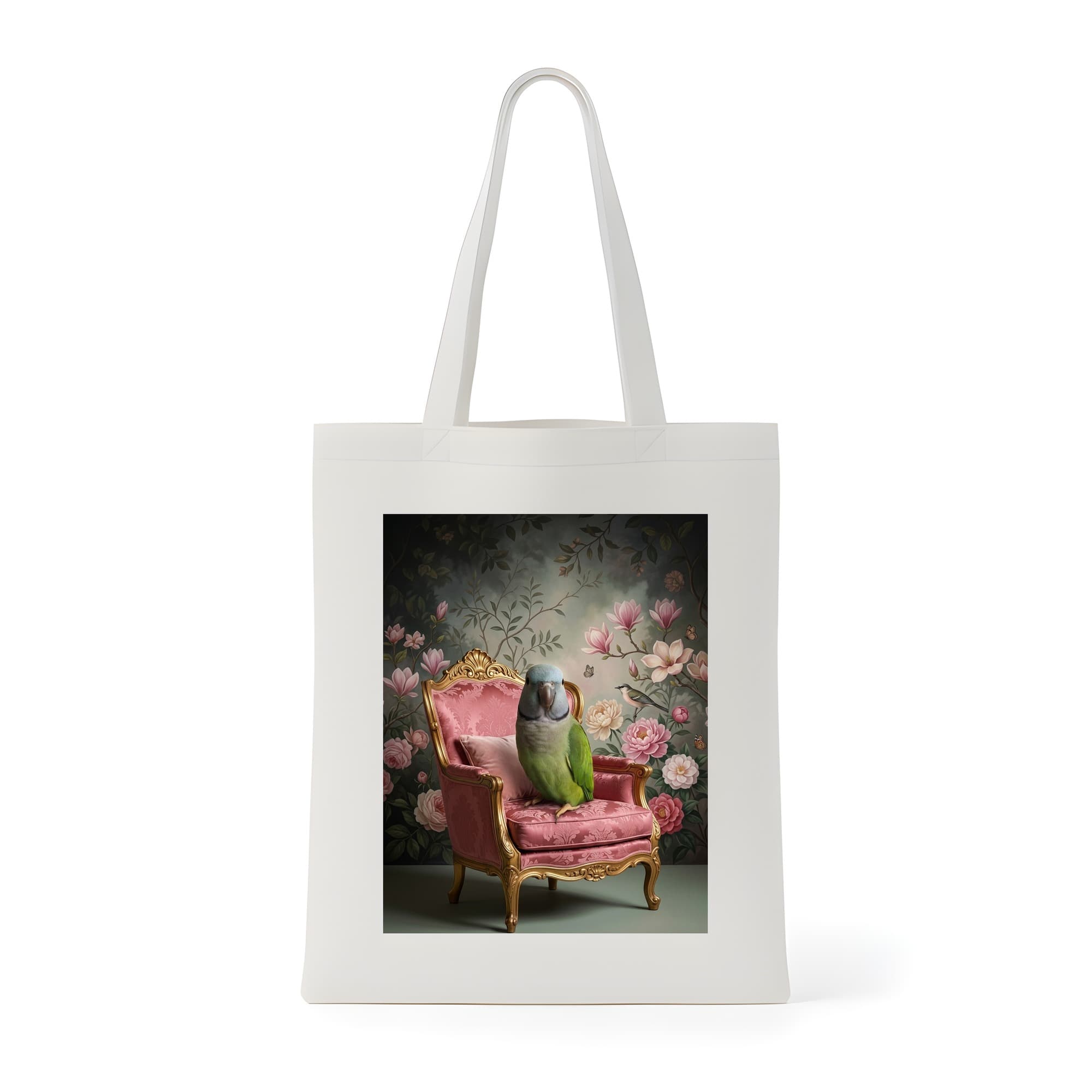 Derbyan Parakeet Shabby Pink Oil-Painting Rococo Tote Bag