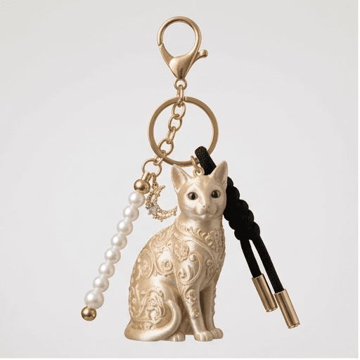 Russian Blue Renaissance Portrait Keychain (Silky Gold)