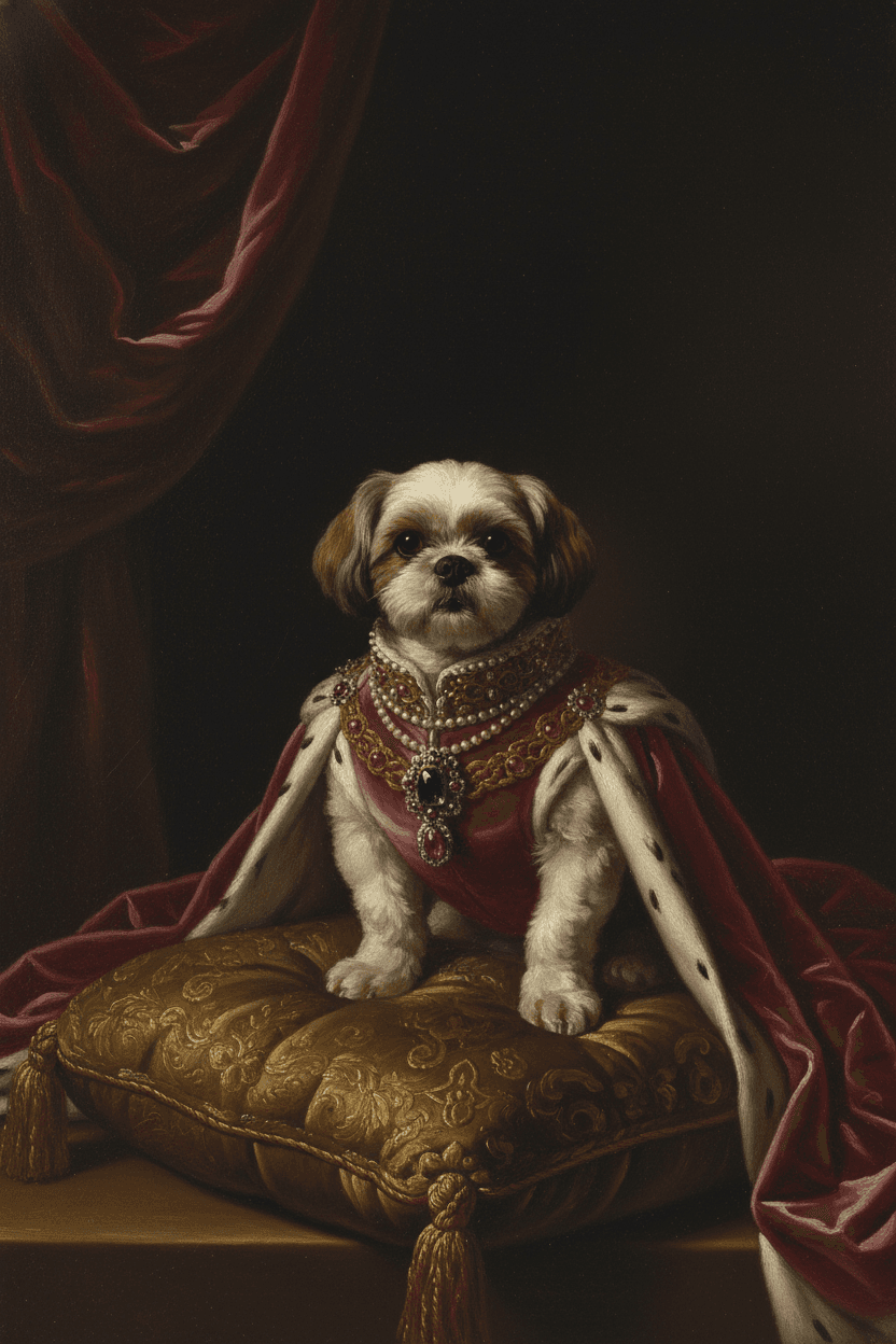 Shih Tzu Renaissance Portrait Framed Art Print (A4 Gold) 4