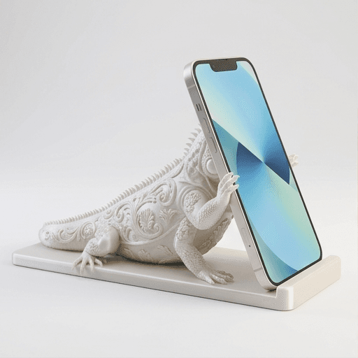 サイイグアナのルネサンス肖像画スマホスタンド(シルクホワイト)