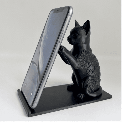 シャム猫のルネサンス肖像画スマホスタンド(シルクブラック)