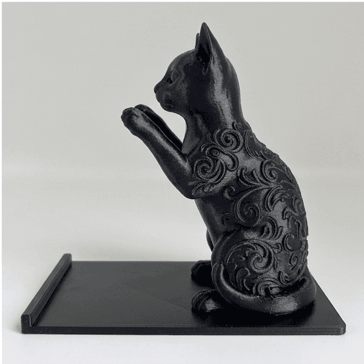 シャム猫のルネサンス肖像画スマホスタンド(シルクブラック) 4
