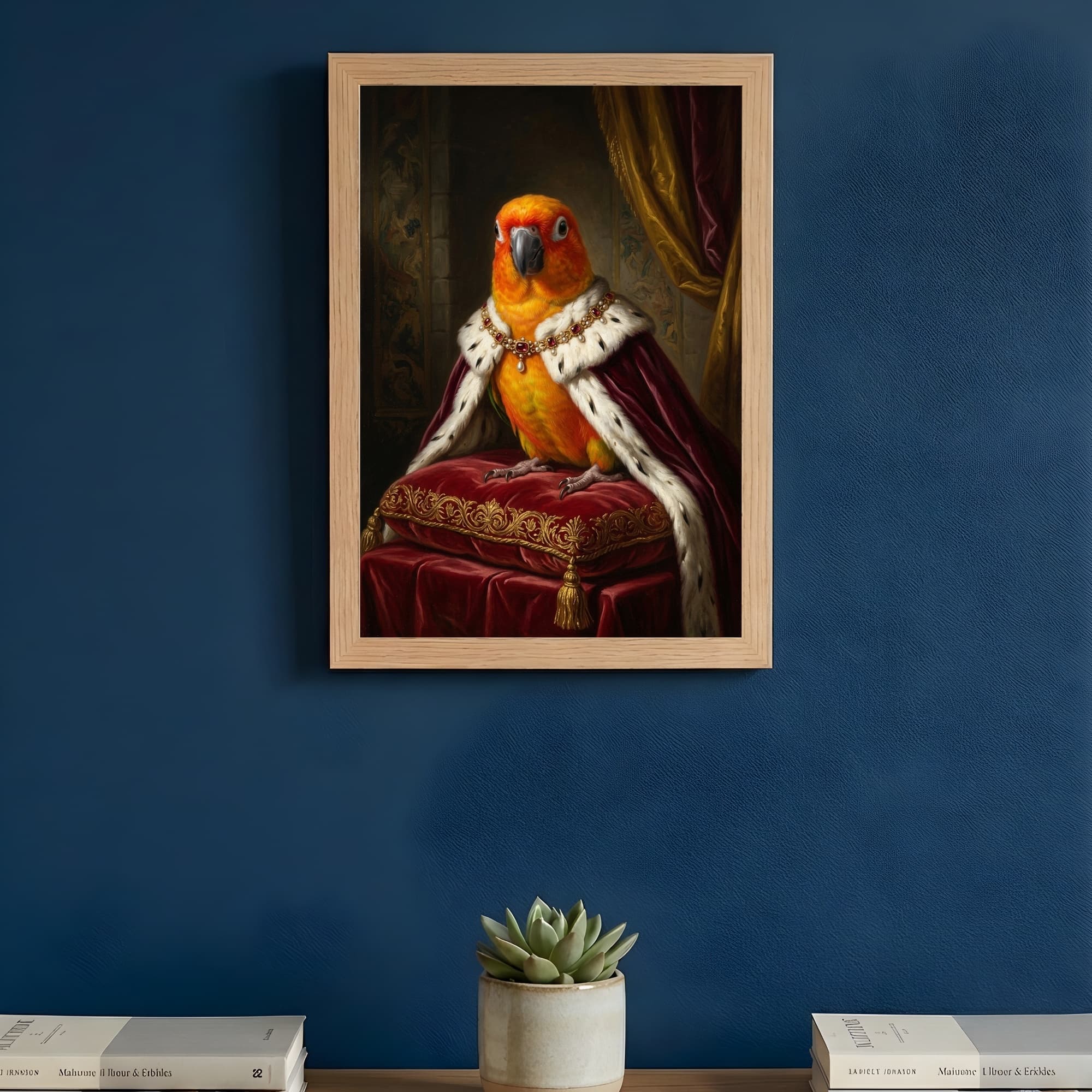 ナナイロメキシコインコのルネサンス肖像画額装プリント(A4サイズ) 3