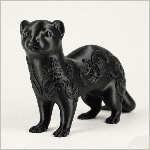 Ferret Renaissance Portrait Full-Body Statue (Silky Black)