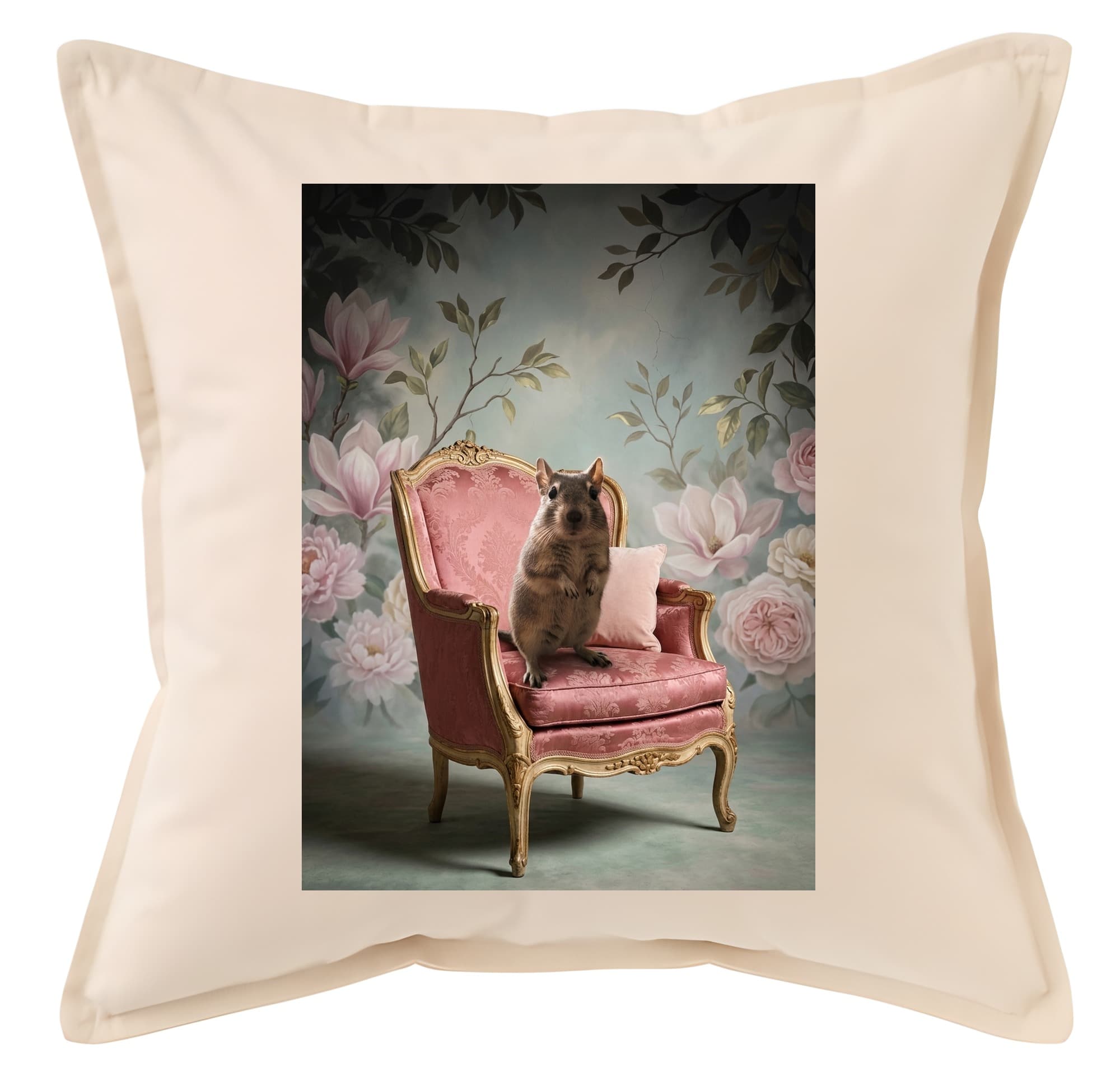 Degu Shabby Pink Oil-Painting Rococo Cushion