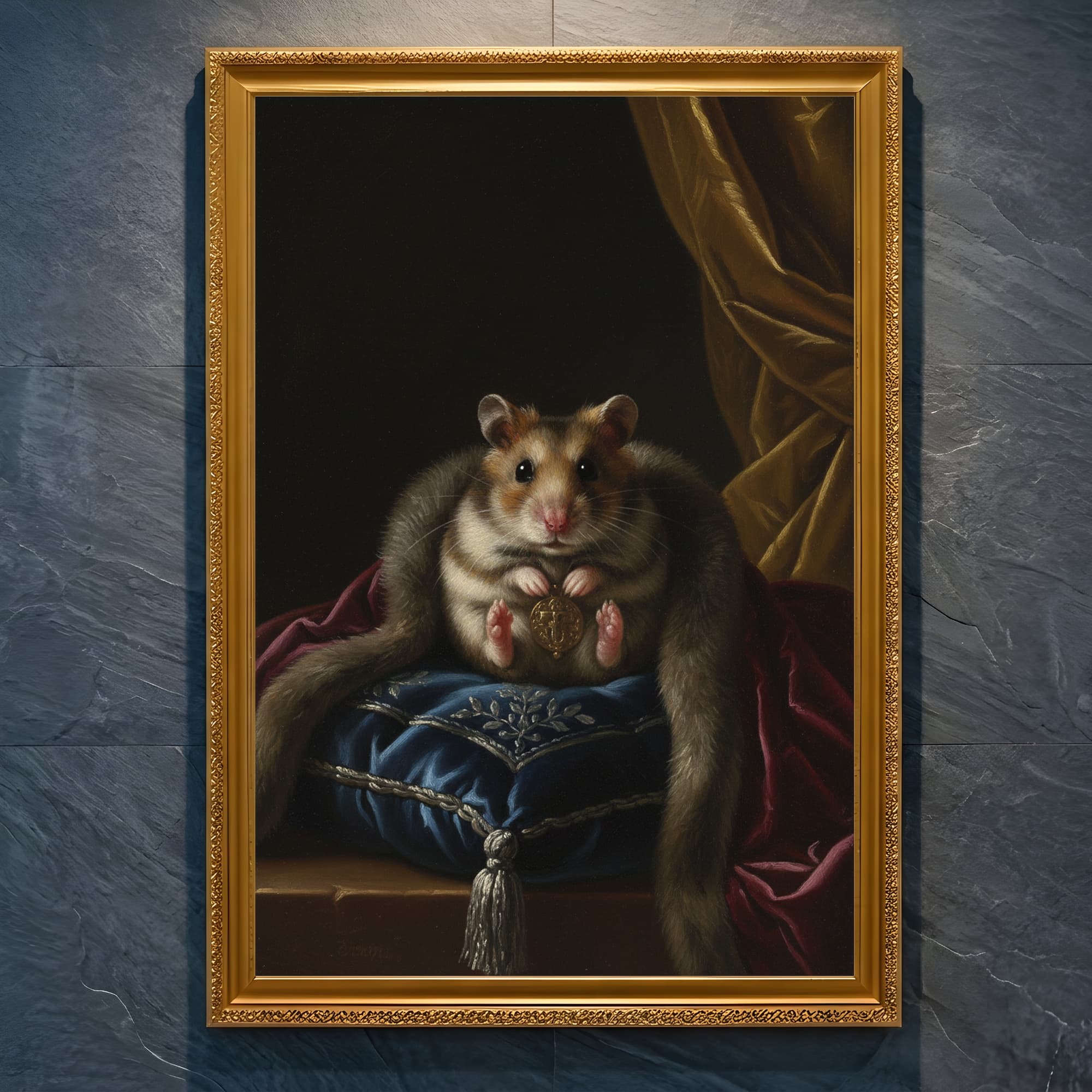 チャイニーズハムスターのルネサンス肖像画額装プリント(A4金縁)