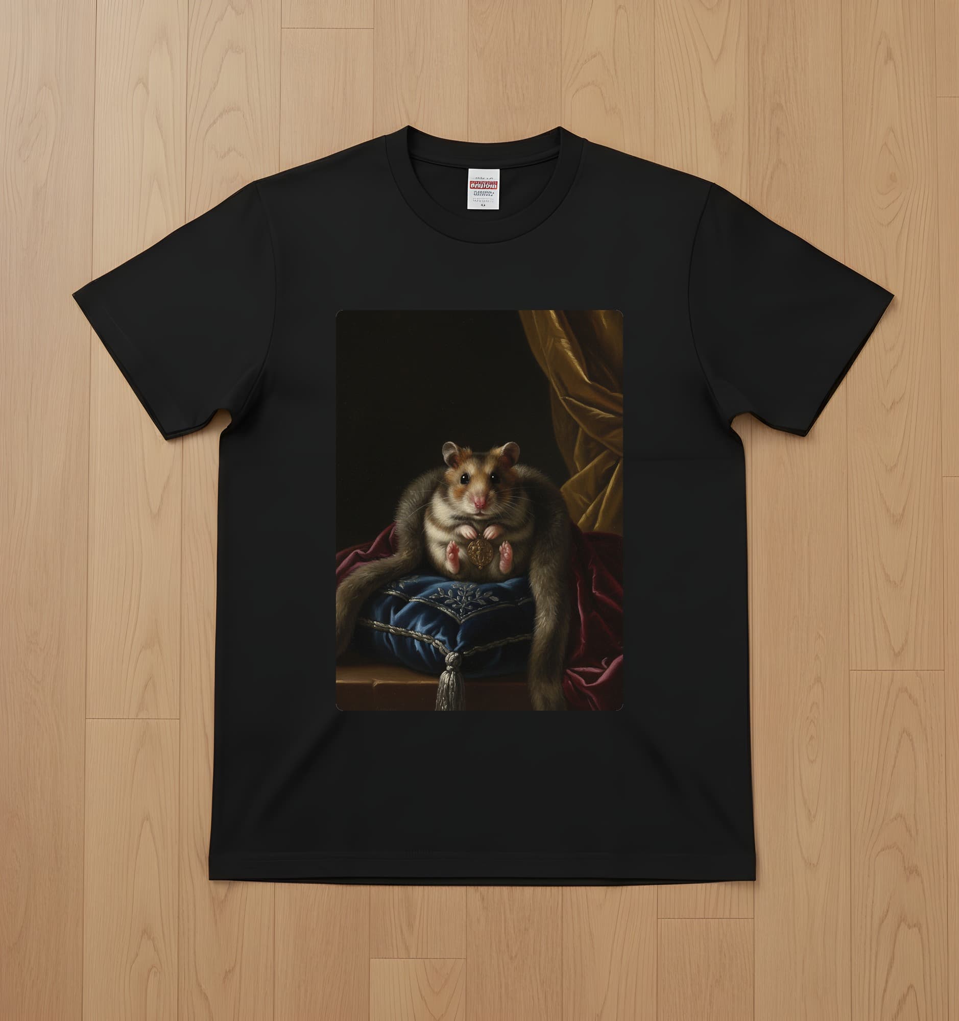 Chinese hamster Renaissance Portrait T-Shirt (Black, Color Print, No Frame)