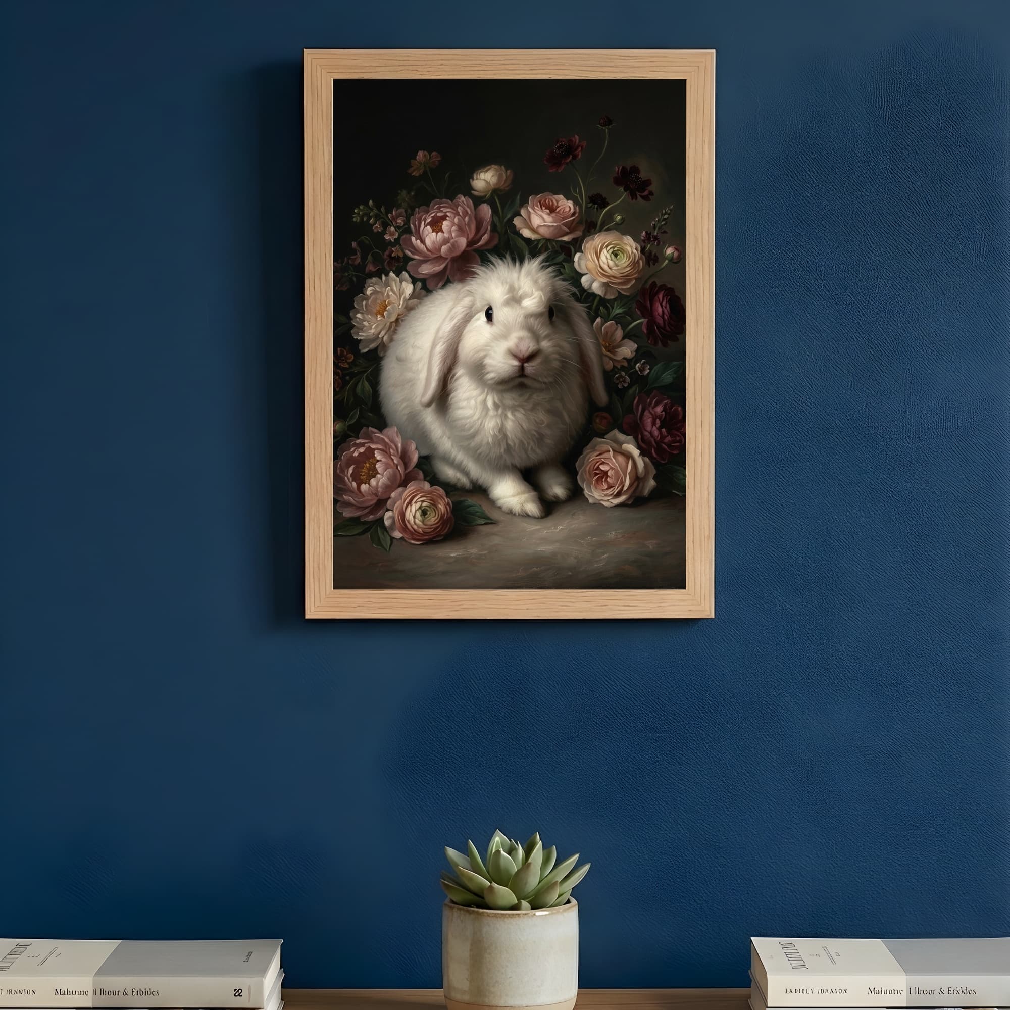 フレンチアンゴラの花の油絵風アート花柄額装プリント(A3サイズ) 3