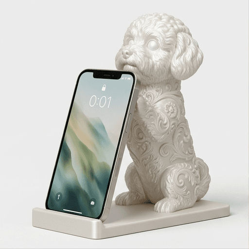 ビションフリーゼのルネサンス肖像画スマホスタンド(シルクホワイト)